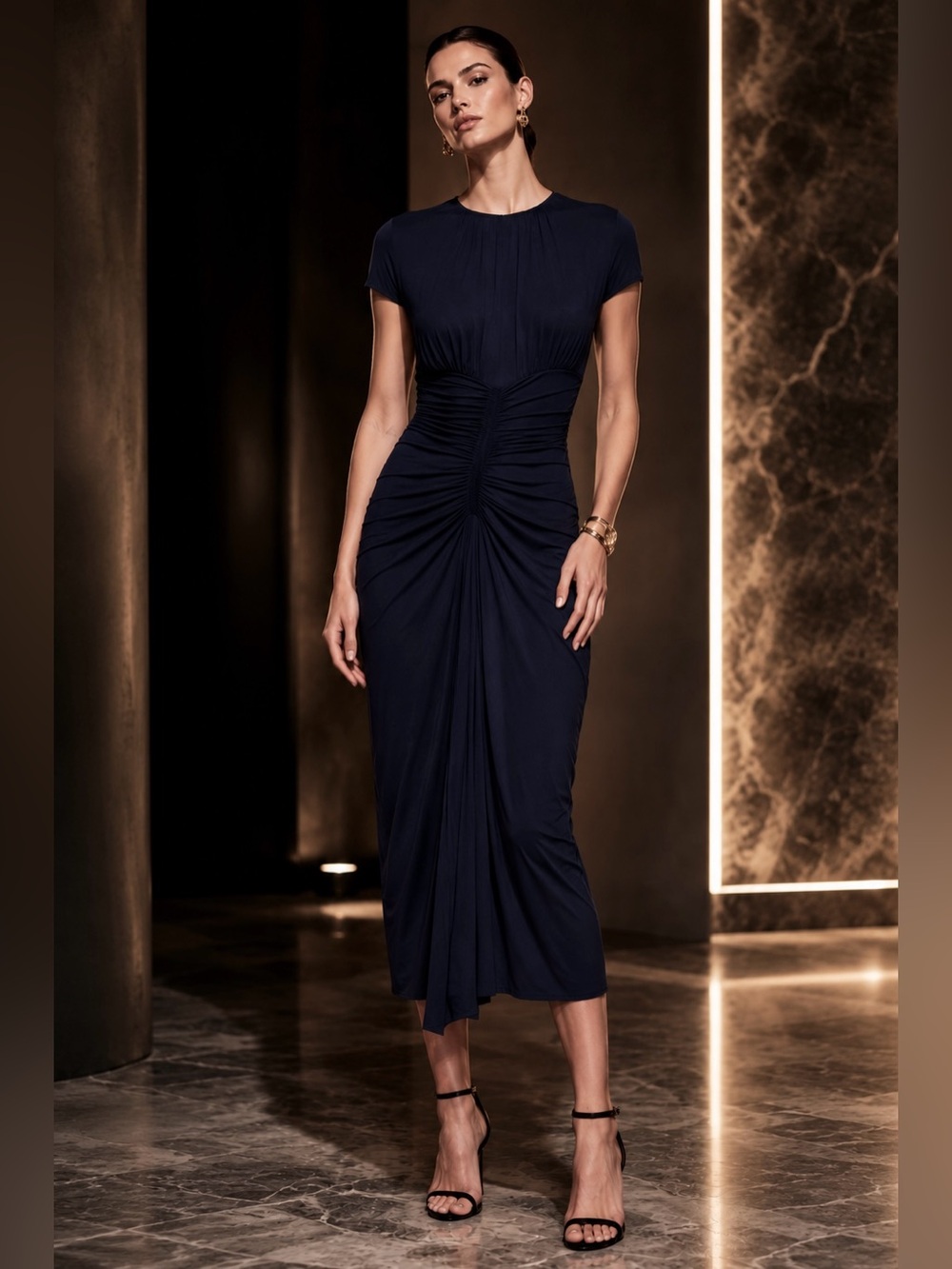 NWT Michael Kors Runway Collection Spring 2014 Indigo Ruched Dress Sz 2